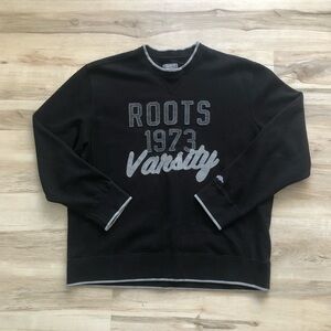 Roots Varsity 1973 Black and Gray Crewneck Sweater for Men